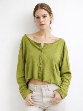Urban Outfitters Oversized Cropped Button Front Top